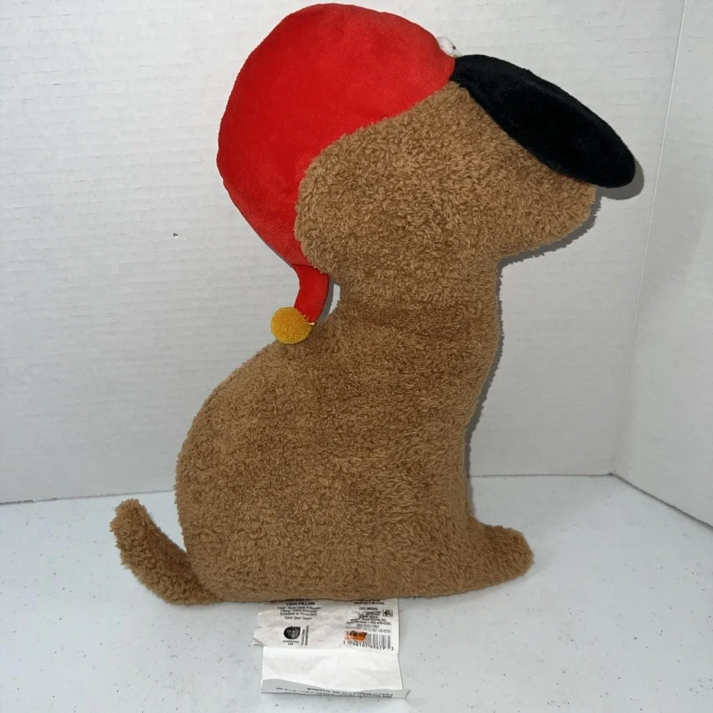 Target Wondershop Christmas 2024 Brown Dog Santa Hat Shaped Throw‎ Pillow 13